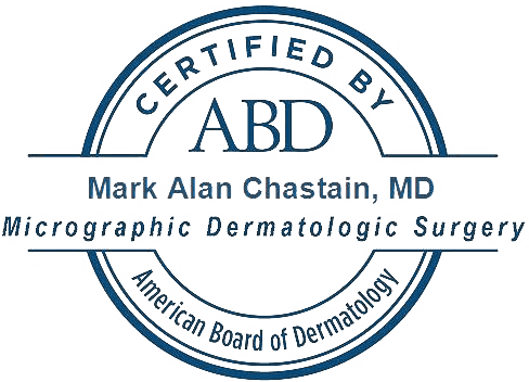 badge certification for Dr. Mark A. Chastain by the American Board of Dermatology